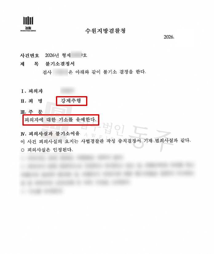 [가슴만짐, 엉덩이추행 기소유예] 종업원을 끌어안고 가슴 및 엉덩이를 만진 강제추행 사건, 기소유예 사례