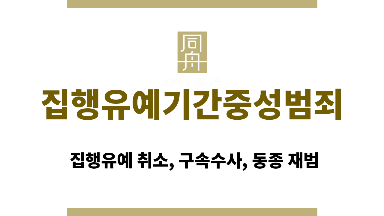 집행유예기간중성범죄｜집행유예 취소, 구속수사, 동종 재범