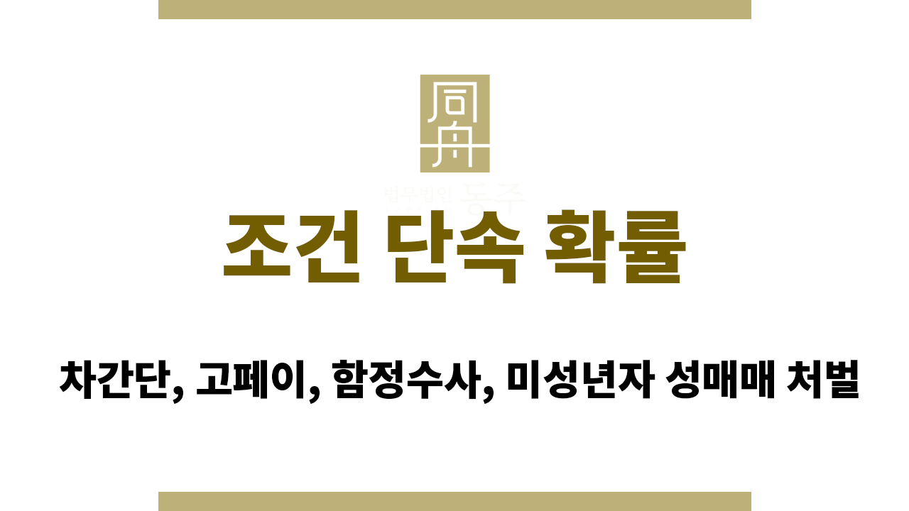 조건 단속 확률｜차간단, 고페이, 함정수사, 미성년자 성매매 처벌